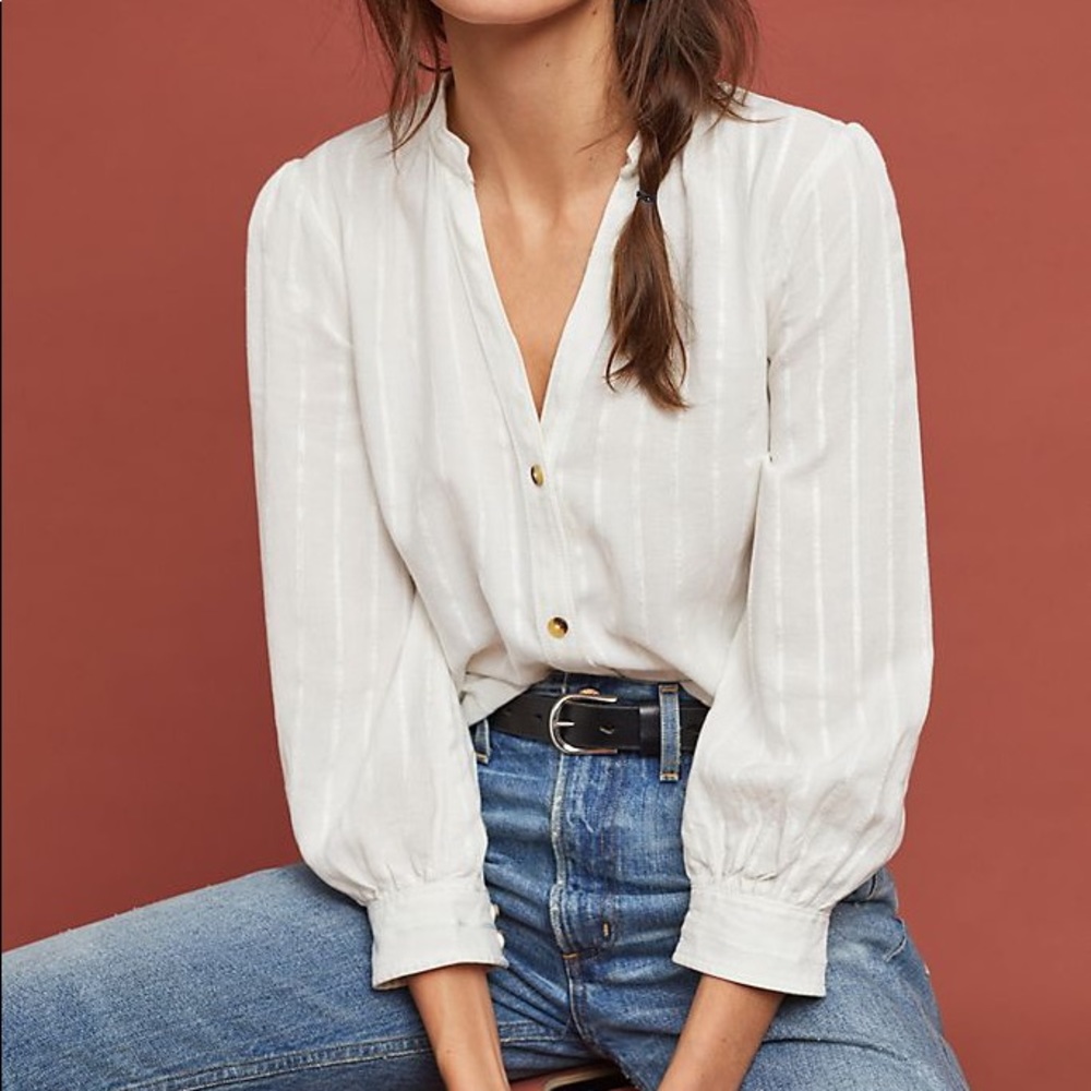 Anthropologie Linen Blend White Chelsea Tunic 12
